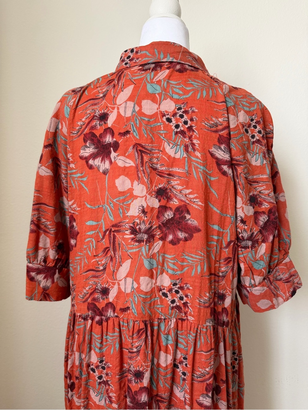 Natural Life Rebecca Midi Dress Orange Tropical Floral Pockets | Size L - Picture 7 of 12